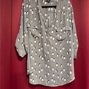 Torrid Gray Penguin Print Blouse
